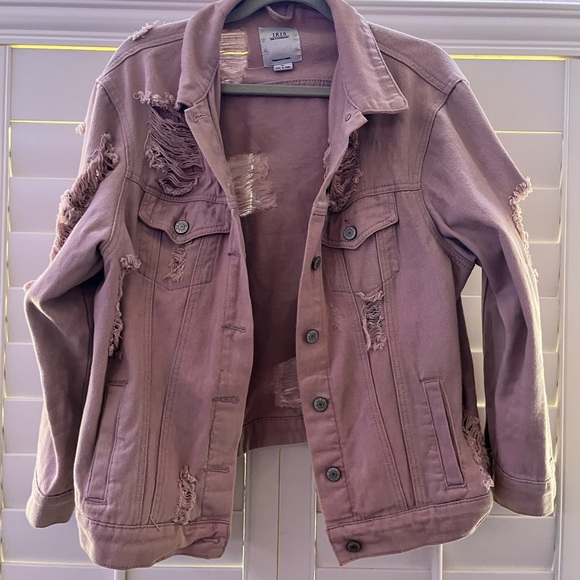 Iris Basic Jackets & Blazers - Iris Mauve (Dusty Rose Pink) Ripped Denim Jacket